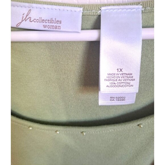 JH Collectibles 1X and 16W 3-Pc Green Embroidered Set Shirt/Tank(1X) Skirt(16W) - Picture 5 of 16